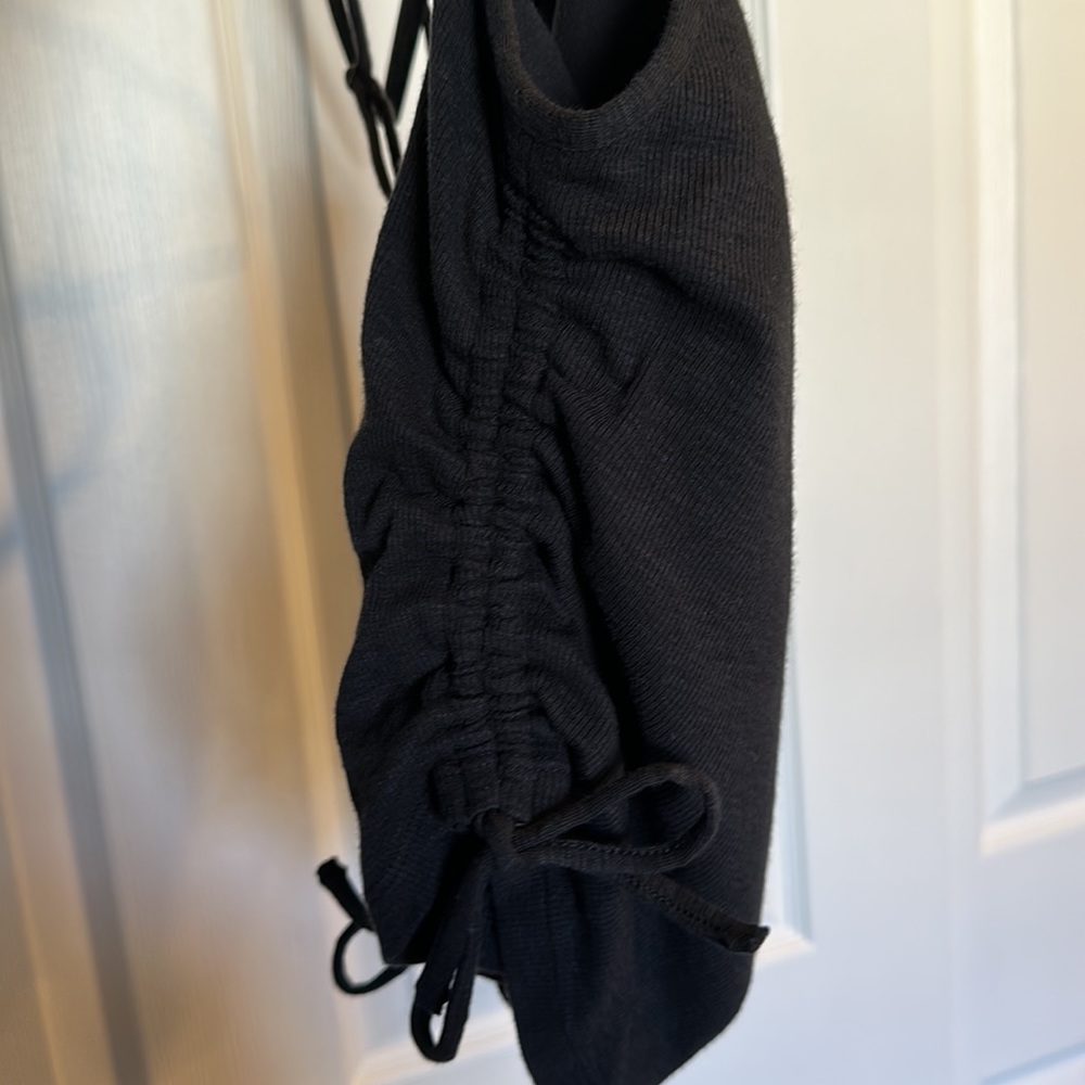 Aerie NWT black tank top with cinched sides, inner bra, women’s XS - Picture 6 of 7